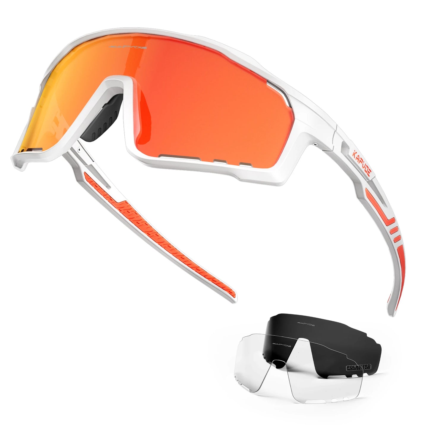 lunette de soleil cycliste Orange et Blanc