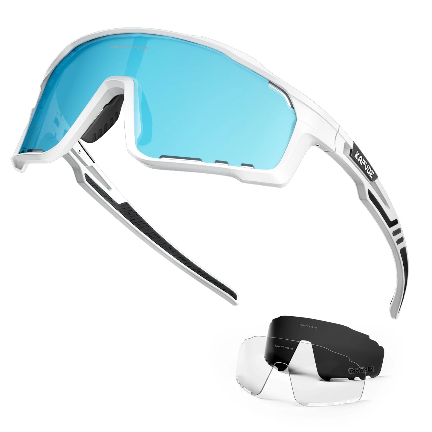 lunette de soleil cycliste Bleu et Blanc