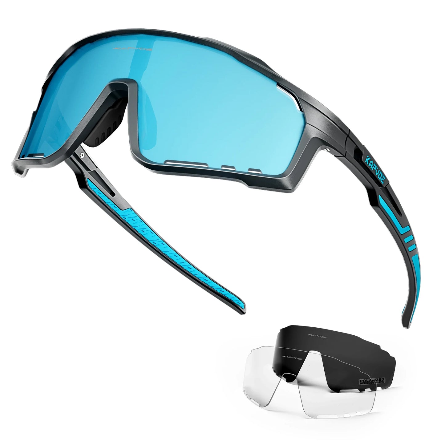 lunette de soleil cycliste Bleu et Noir